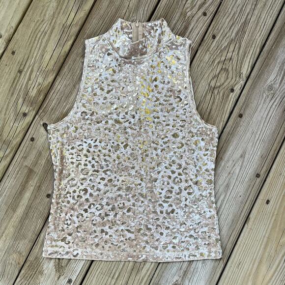 525 America Gold Velour Animal Print Sleeveless Top Size M - Picture 1 of 8